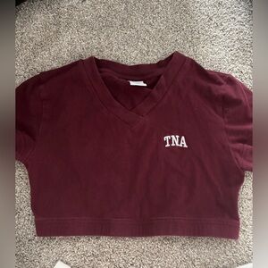 Burgundy maroon red Aritzia tna top size small